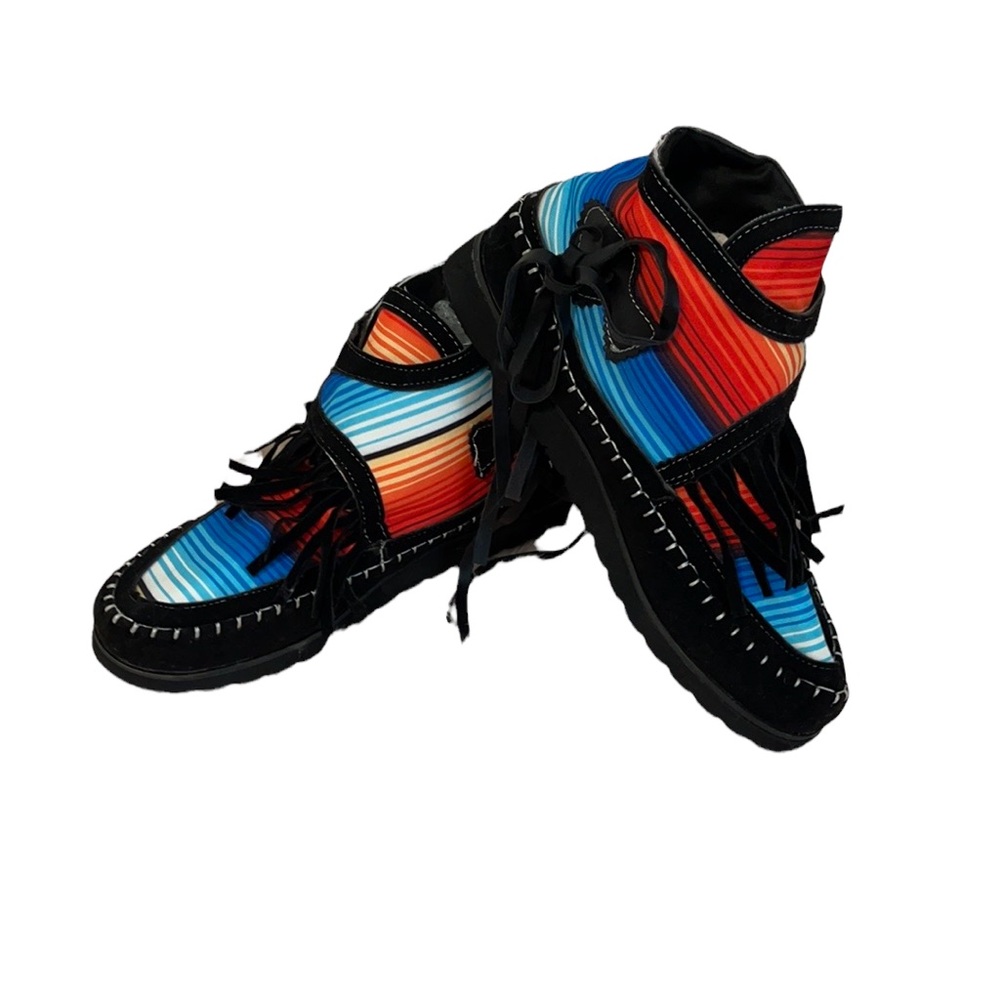 New,Black, red and Blue size 9. Don’t know brand